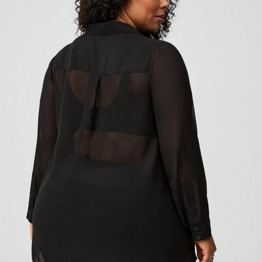 NWT Torrid Chiffon Twist Front Tunic Deep Black Size 5 (28) - Picture 3 of 10